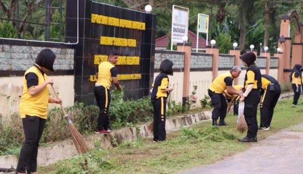 Dukung Kejuaraan Perahu Motor Dunia, Polres Sergai Gelar Gotong Royong