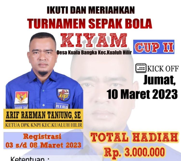 Pererat Tali Silaturahmi, Ketua DPK KNPI Kualuh Hilir Gelar Turnamen Kiyam Cup II