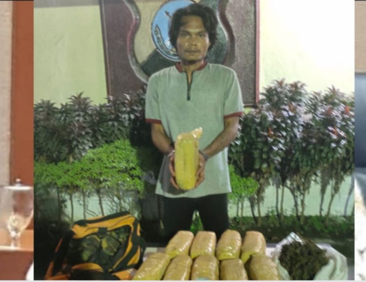 Bandar Sembunyikan  Tas Loreng Berisi  Ganja di Dalam Parit