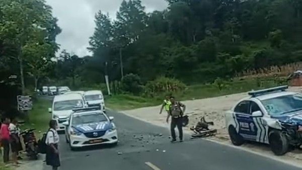 Geger ! Patwal Rombongan  F1 Powerboat Ditabrak Kreta Pelajar SMP