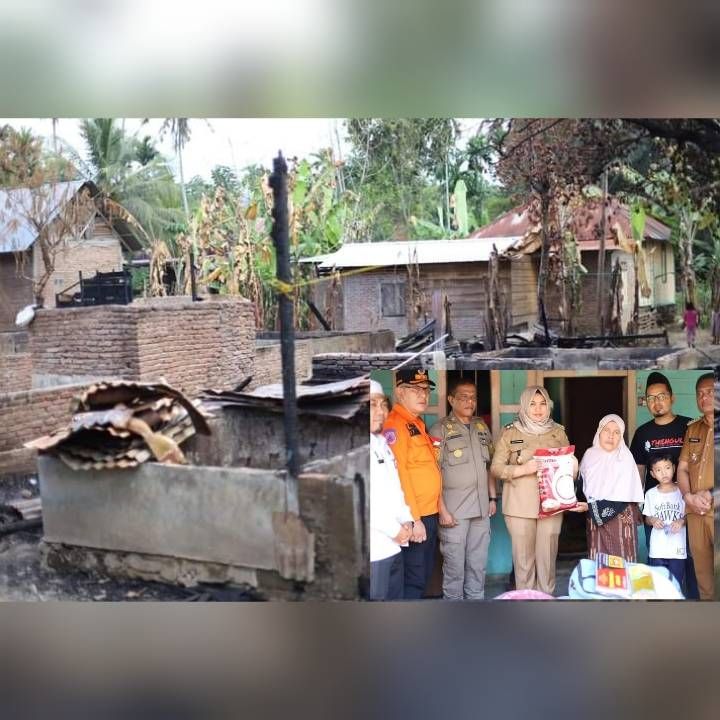 Pasutri Terbakar, Wakil Bupati Madina Bantu Korban Kebakaran di Dua Desa