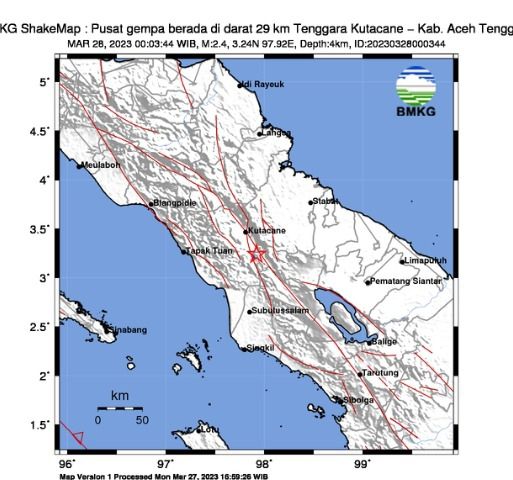 Wilayah Pasie Raja Aceh Selatan Diguncang Gempa Bumi M=2,4