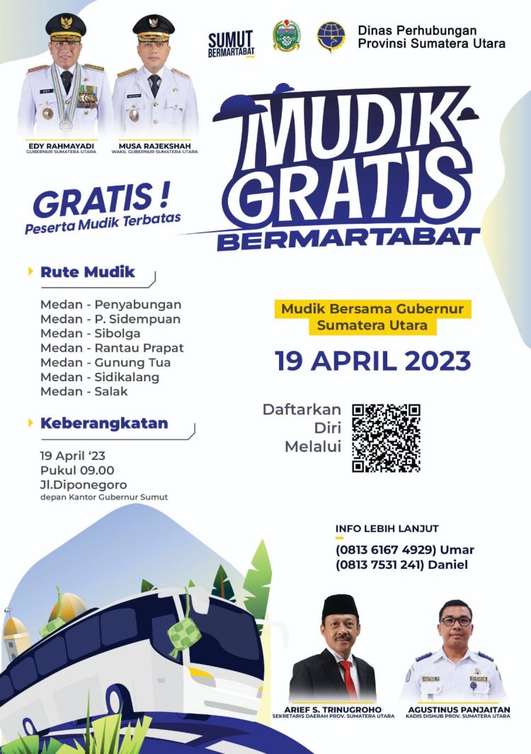 Pemprov Sumut Gelar Mudik Gratis Lebaran 2023, Catat Tanggalnya