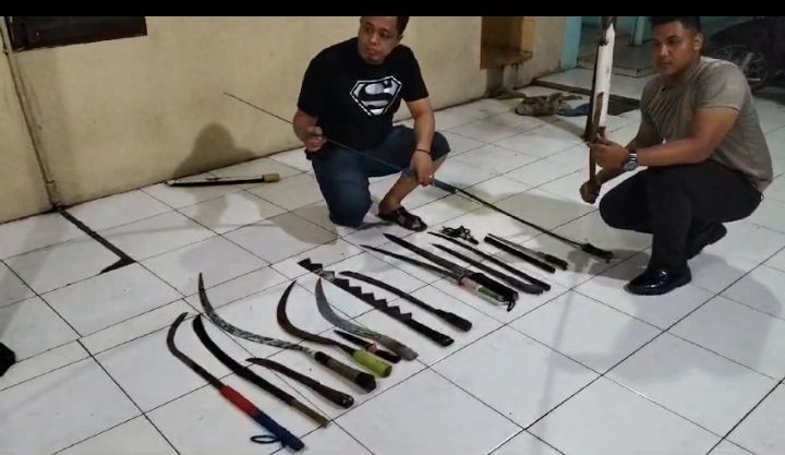 Polsek Delitua, Amankan 85 Orang Diduga Genk Motor Gunakan Sajam