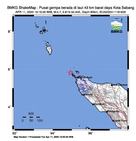 Wilayah Aceh Besar Diguncang Gempa Bumi Magnitudo 4,7
