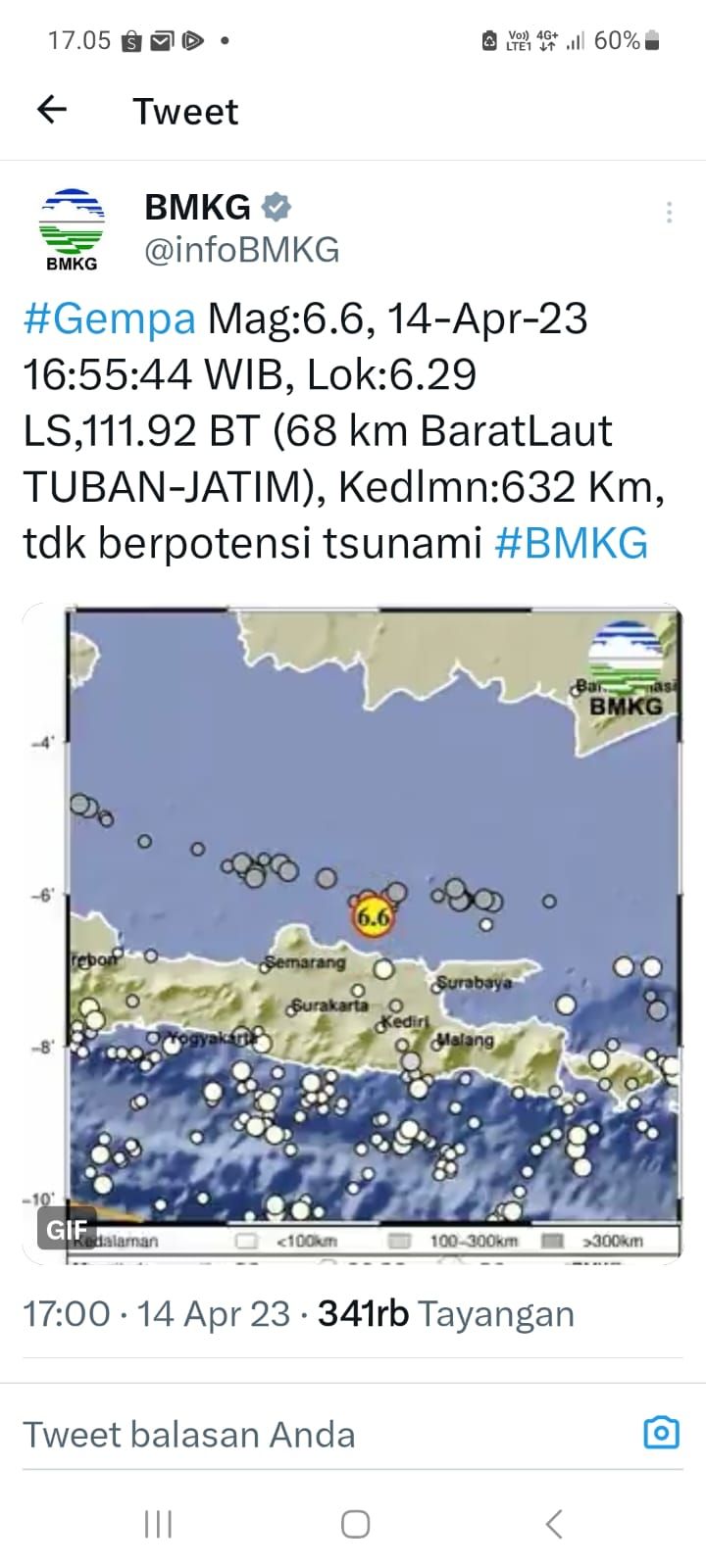 Kota Padangsidempuan Diguncang Gempa Bumi Magnitude 4,9