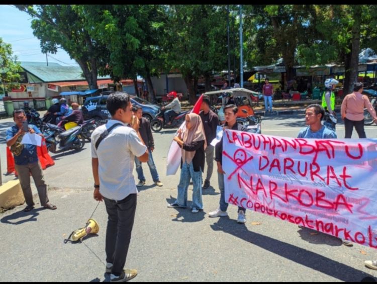 Polres Labuhanbatu Kena Demo Mahasiswa Soal Narkoba, Kasat Pertaruhkan Kepala Kalau Ada Anggota Bekap