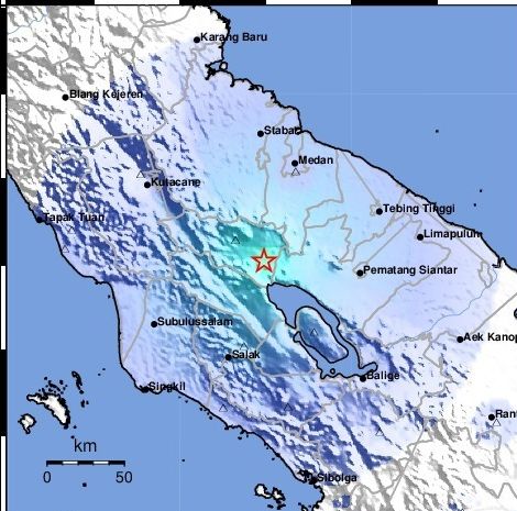Kabanjahe dan Sekitarnya Diguncang Gempa Bumi Magnitudo 4,7
