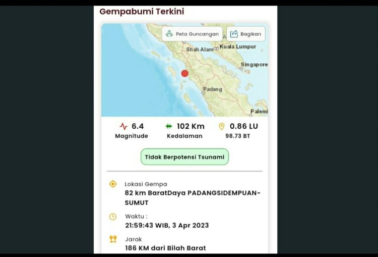 Guncangan Gempa Sidempuan  Dirasakan Masyarakat Rantauprapat
