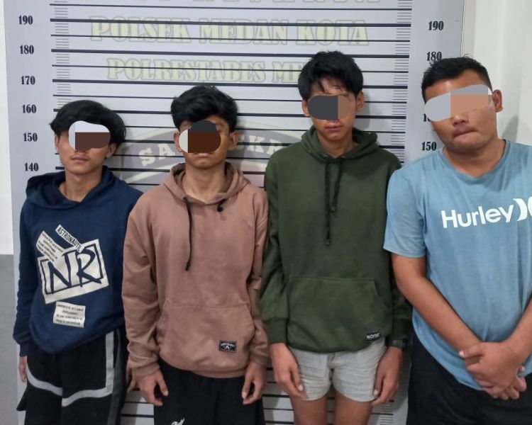Polsek Medan Kota Amankan 4 Anggota Geng Motor Pembuat Keributan di Jalan Pelajar