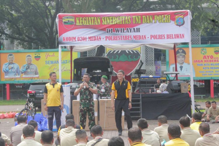 Kokohkan Sinergitas, TNI dan Polri di Medan Olahraga Bersama