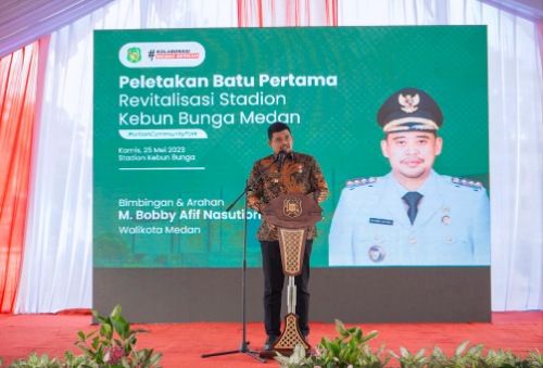 Bobby Nasution Letakkan Batu Pertama Revitalisasi Stadion Kebun Bunga, Lapangan Sepakbola Standar Internasional