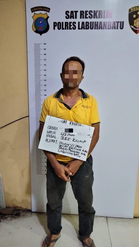 Personil Polres Labuhanbatu Amankan Pria Yang Melakukan Pengancaman