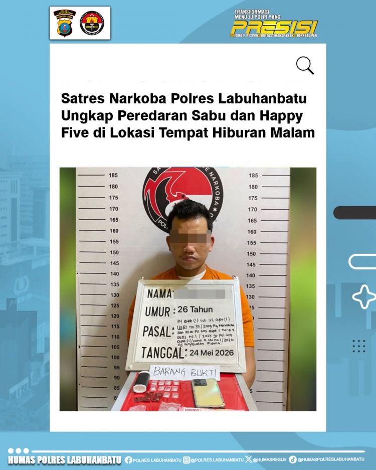 Satres Narkoba Polres Labuhanbatu Ungkap Peredaran Sabu dan Happy Five di Lokasi Tempat Hiburan Malam