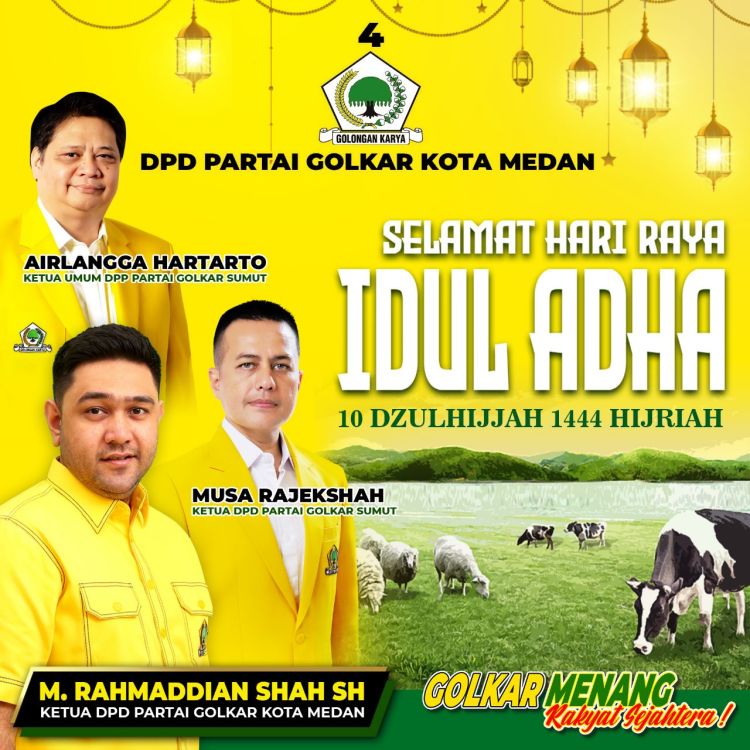 Di Bawah Kepemimpinan M Rahmaddian Shah, DPD Golkar Medan Kurbankan 28 Ekor Lembu