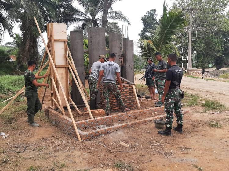 Kerja Kilat Satgas TMMD 116 Kodim Deli Serdang Rampungan Tugu TMMD di Sergai