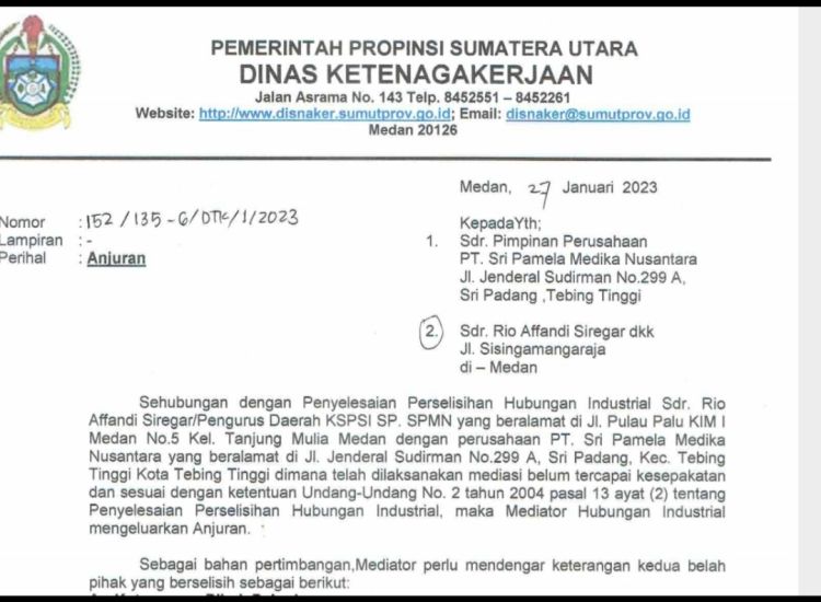 Anjuran Disnaker Tak Berjalan, Pekerja Sarankan PT SPMN Menggugat
