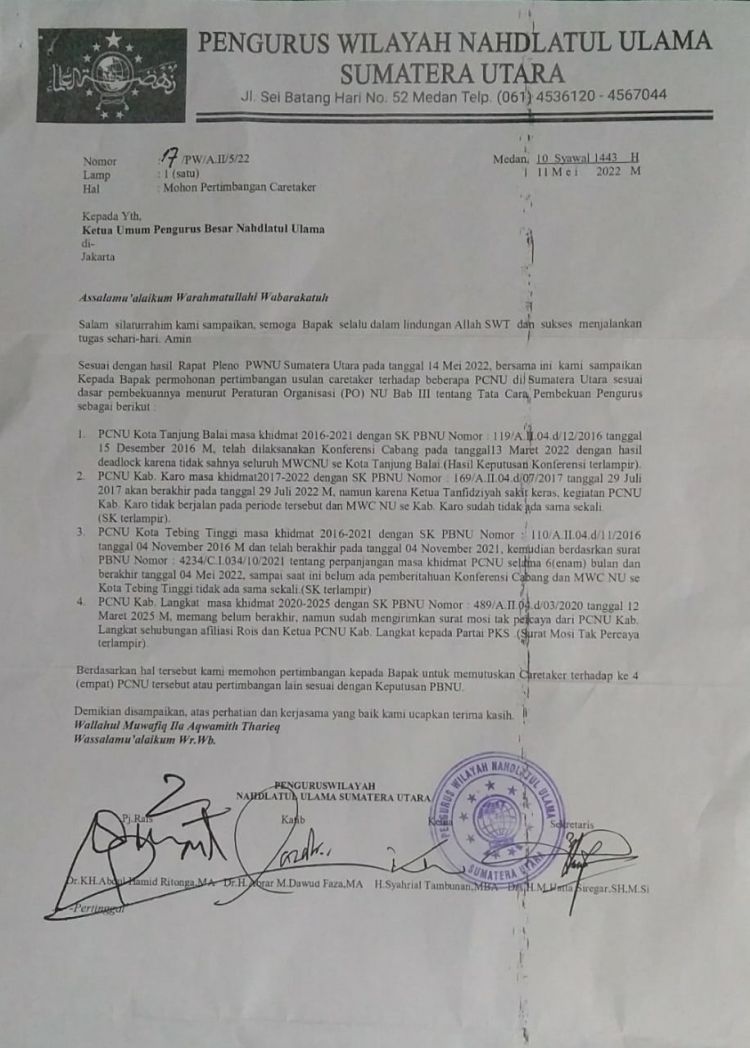 Kasihan, Dituduh Afiliasi dengan PKS, PCNU Langkat Dikarateker