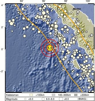 Wilayah Pantai Barat Sumatera Diguncang Gempa Bumi Magnitudo 5,5