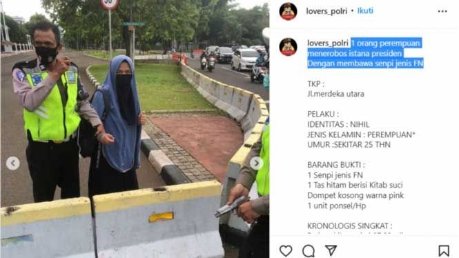 Wanita Bercadar Bawa Pistol Ancam Paspampres, Mau Terobos Istana