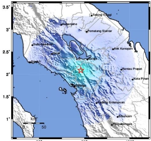 Gempa Bumi Berkekuatan Magnitudo 4,5 Kembali Guncang Tarutung